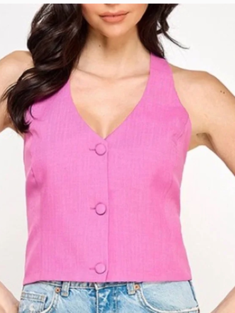 Milk & Honey Halter Vest In Pink, Nwt, Small